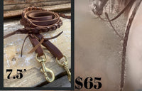 Laced End D-Ring Leather Split Reins
